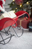 39x17.7x22"H Iron Red/Black Sleigh Large, Distressed Christmas Santa Sleigh Holiday Decoration W2078P237024