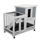 ZNTS Wooden Rabbit Hutch, Outdoor Pet Bunny House Wooden Cage with Ventilation Gridding Fence, Openable W2181P155564