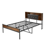 ZNTS Bed Frame with Storage Headboard/USB Charging Station,Metal Platform Bed Frame Full Size No Box W2151130480