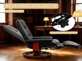 Black Manual Swivel Faux Leather Lounge Chair with Footrest & Armrest, Perfect for Living Room 52877052