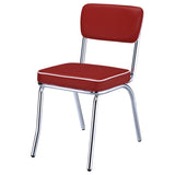 Red and Chrome Upholstered Side Chairs B062P145655
