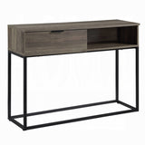Rustic Oak and Black Writing Desk with Drawer and Shelf B062P209209