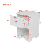 Elegant Design Nightstand with Drawer and Open Shelf for Bedroom, Retro Style Bedside Table with N733P199704K