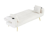 The straight-row white corduroy sofa with throw pillows, featuring a minimalist style, is suitable W1658P252026