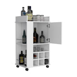 Fargo Bar Cart with Cabinet, 6 Built-in Wine Rack and Casters B200P188860