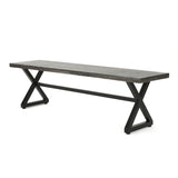 Outdoor Aluminum Dining Bench with Steel Frame, Grey / Black 61625.00BGRYMP1