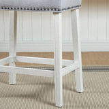 CoCo Upholstered Counter Height Stools - Saddle Seat, White-Washed Finish, Gray Fabric, Set of 2 T2574P164808