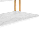 (106 x 50 x 48cm) Simple Double-layer Golden Iron Pipe Marble PVC Coffee Table Rectangular 28906257