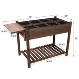 8 Pockets Horticulture Raised Garden Bed Elevated Wood Planter Box Stand with Foldable Side Table 70801971
