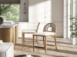 Leon 27" Arched Back Wood & Upholstered Counter Stool, Set of 2, Ivory White Boucle B2719P245956