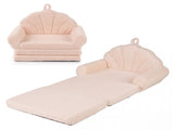 2-in-1 Flip Open Kids Sofa Lounger, Teddy Fleece Toddler Couch with Carry Handle for Ages 3 51601904