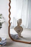 31.4x1.4x74" Oversized Wooden Floor Mirror with Unique Brown Frame W2078P201297