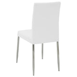 Set of 4 Leatherette Upholstered Dining Chairs, White and Chrome B016P224473