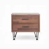 2 Drawers Nightstand with Metal Legs, Walnut B016P253802