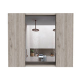 Medicine Double Door Cabinet 19" H, One External Shelf, Light Gray B097133006