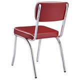 Red and Chrome Upholstered Side Chairs B062P145655
