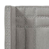 Elle Wingback Upholstered King Bed, Silver Grey Polyester B2719P245936