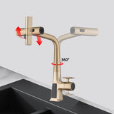 Brushed Gold Waterfall Kitchen Faucet with Temperature Display, Single Handle Kitchen Faucet with W1217P146518