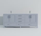 Dark Grey Double Bath Vanity 84 in. W x 22 in. D, White Quartz Top, and Faucet Set B2731P259153