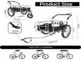 3-in-1 Heavy-Duty Bike Cargo Trailer - Upgraded 20"x2.6" Wide Fat Tires, 150lbs Capacity, Steel 35830980