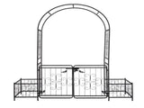 198.5*50*219cm Courtyard Arc Top With Door With Planting Frame Iron Art Iron Arch Black 02242955