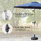 10FT Patio Umbrella, Outdoor Table Umbrella with Push Button Tilt and Crank, UV Protection W1859P195941