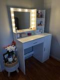 Vanity Desk with Mirror & Light, Large Drawer Three Level Storage Dresser, 3 Lighting Modes W2386P288809