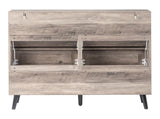 Barn door with 4 flip-down drawers, black metal single-sided handle melamine particleboard black 85826023