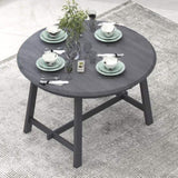 TREXM Wood Dining Table Round Extendable Dining Table for Dining Room WF299347AAE