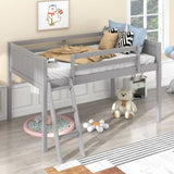 ZNTS Twin Size Wood Low Loft Bed with Ladder, ladder can be placed on the left or right, Gray WF313084AAE