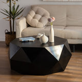 38"Three-dimensional Embossed Pattern Design American Retro Style Coffee Table,Black Tabletop W757134932