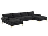 U-Shaped 4-Seat Indoor Modular Sofa Black--Same type97152732 36749210