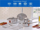 Stainless Steel 10-Piece Cookware Set with Lids and Utensils 33988809