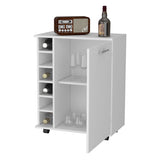 Rawlins Bar Cart with 6-Bottle Rack, Storage Cabine and Mobile Caster Wheels B128P176159