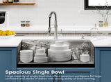 Stainless Steel Kitchen Sink, 36x19 Single Bowl, Undermount Handmade Sink in Brushed, with Cutting 44360826