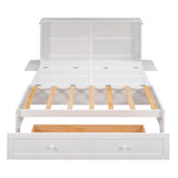 ZNTS Queen Size Mobile Murphy Bed with Drawer and Little Shelves on Each Side,White 86401985