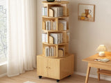 Rotating Bookshelf, 360 Degree Display 5 Tier Corner Bookshelf with Drawer for Small Space, Floor W2641P375499