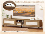 63" Entertainment Center with Open Shelves, 5 Metal Legs Cable Management TV Console 99423094