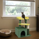 27.5in Cat Tree, Multi-level Cat Tower with Cat Scratching Post and Pad, Cozy Cat Condo, Padded Top 92212210