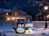 Set of 2 Lighted Plush Penguin and Snowman Christmas Decorations, Pre-lit Pull Up Holiday Decor with 71294454