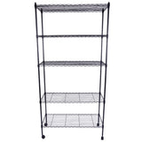 ZNTS 5-Layer Plastic Coated Iron Shelf with 1.5" Nylon Wheels 165*90*35 Black 40565502