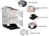 39"H Metal Bird Cage Large Roof Top Huge House for Small Birds, Black 26832510