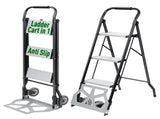 2 in 1 Step Ladder & Hand Truck,Aluminum 3 Step Stool,Folding Ladder with Anti-Slip Pedal,Heavy Duty 10145079