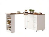 Bar Table with Storage with 3 Drawers and Side Shelves for Dining Room, Apartment & Small Space 24372362
