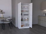 Kitchen Pantry 71" H, 4 Doors, 5 Adjustable Shelves, Laundry, White B097P221377