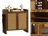 42.5" Tall Rattan Shoe Cabinet with Doors, 6-Tier Wooden Freestanding Shoe Storage Organizer with 98014066