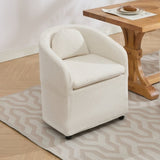 059-Set of 1 Chenille Fabric Dining Armchair With Back Cushion and Universal Wheels,Beige W527P242555
