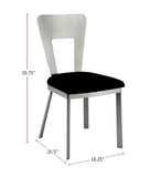 Contemporary Silver Metal 2pc Dining Chairs Black Microfiber Seat Dining Room Keyhole Back Satin B011P232976