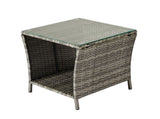 Outdoor Patio Wicker Side Table, Square End Table Bistro Coffee Table with Glass Top Storage Shelf 69794453