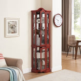 Curio Lighted Glass Display Curio w/Tempered Glass Doors and Shelves, Crown Corner W2275P178901